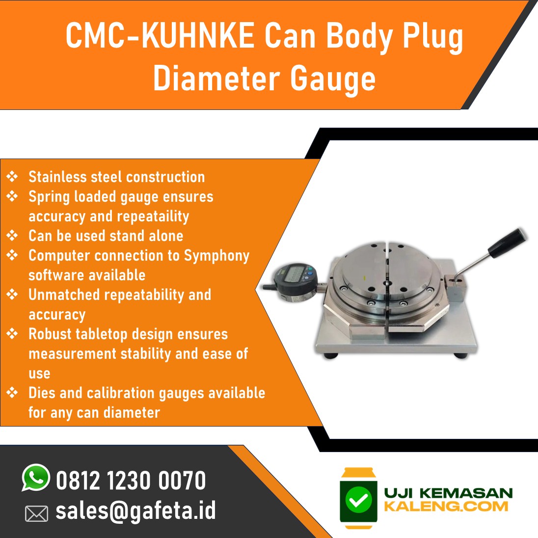 Jual CMC-KUHNKE Can Body Plug Diameter Gauge: Alat Ukur Diameter Kaleng