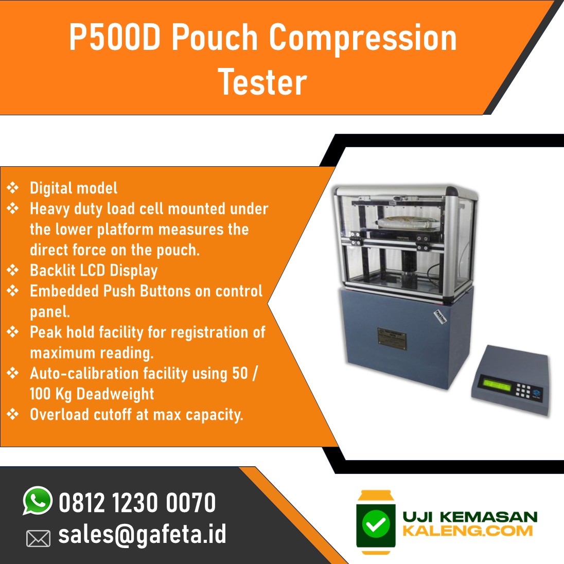 Jual Pouch Compression Tester – Alat Uji Kompresi Kemasan Pouch