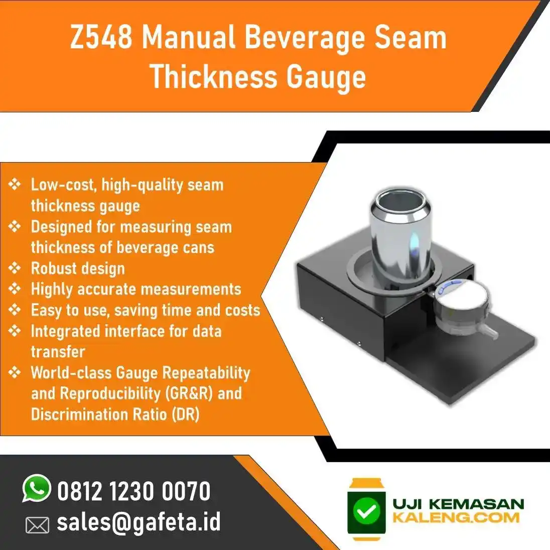 Z548 Manual Beverage Seam Thickness Gauge - Alat Ukur Tebal Seam Kaleng