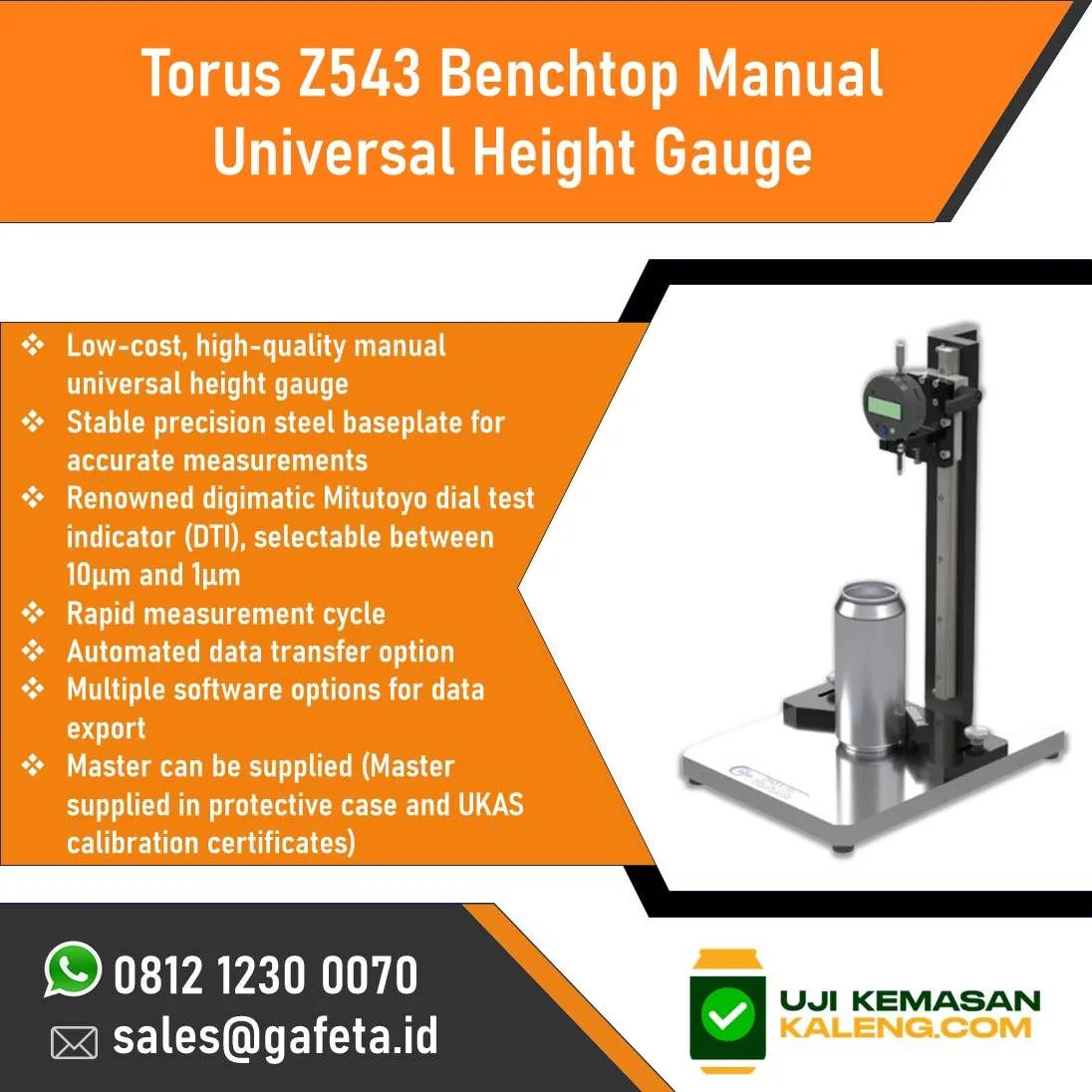 Torus Z543 Benchtop Manual Universal Height Gauge: Pengukur Tinggi kaleng